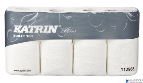 Papier toaletowy, małe rolki KATRIN PLUS Toilet 160, 2W, 112966, opakowanie: 8 rolek Papier toaletowy, małe rolki KATRIN PLUS Toilet 160, 2W, 112966, opakowanie: 8 rolek