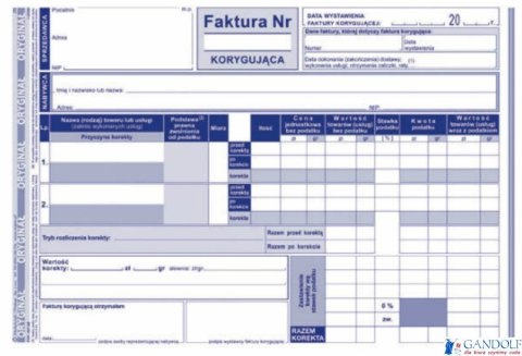 107-3E Faktura VAT korygująca MICHALCZYK&PROKOP A5 80 kartek 107-3E Faktura VAT korygująca MICHALCZYK&PROKOP A5 80 kartek