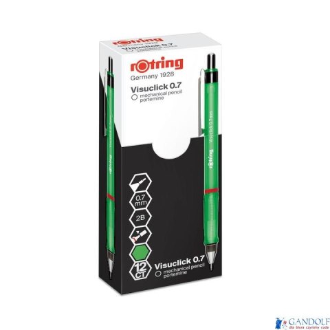 Ołówek automatyczny 2B, 0,7mm zielony VISUCLICK ROTRING, 2088550 Ołówek automatyczny 2B, 0,7mm zielony VISUCLICK ROTRING, 2088550