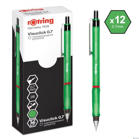 Ołówek automatyczny 2B, 0,7mm zielony VISUCLICK ROTRING, 2088550 Ołówek automatyczny 2B, 0,7mm zielony VISUCLICK ROTRING, 2088550