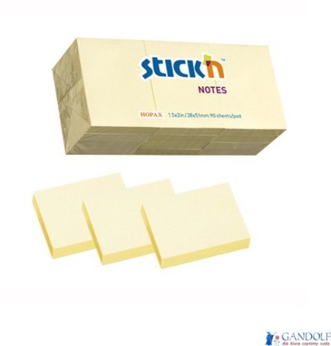 Bloczki STICKN 38x51mm żółty pastele 12bloczków x 100 kartek 21530