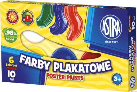 Farby plakatowe Astra 6 kolorów - 10 ml, 83111903 Farby plakatowe Astra 6 kolorów - 10 ml, 83111903