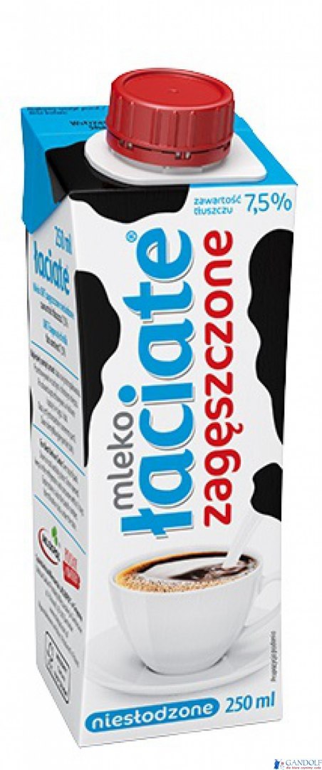 Mleko ŁACIATE UHT 7,5% zagęszczone niesłodzone 250 ml Mleko ŁACIATE UHT 7,5% zagęszczone niesłodzone 250 ml
