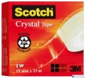 Taśma biurowa SCOTCH Crystal Clear (600), transparentna, 19mm, 33m, w pudełku