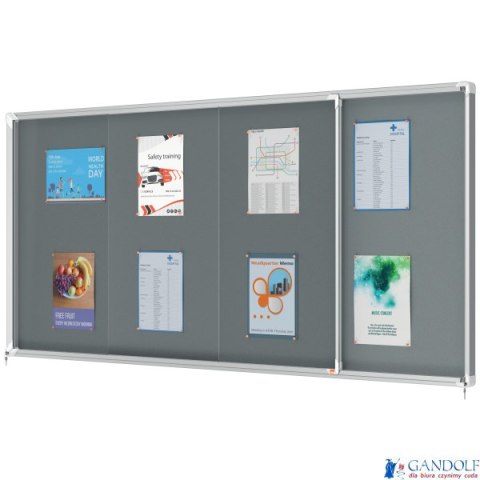 Gablota filcowa Nobo Premium Plus 27xA4, szara (drzwiczki przesówne) 1915339