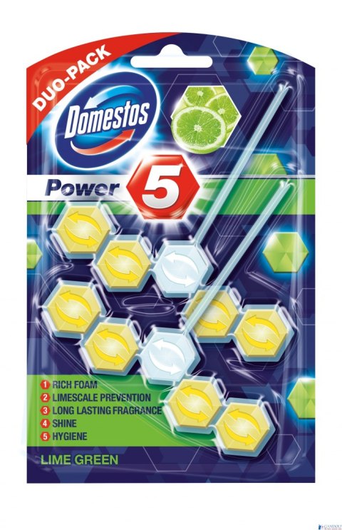 DOMESTOS Zawieszka do toalety POWER5 DUO LIME 5x2x55g 03204 DOMESTOS Zawieszka do toalety POWER5 DUO LIME 5x2x55g 03204