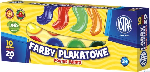 Farby plakatowe Astra 10 kolorów - 20 ml, 301115004 Farby plakatowe Astra 10 kolorów - 20 ml, 301115004