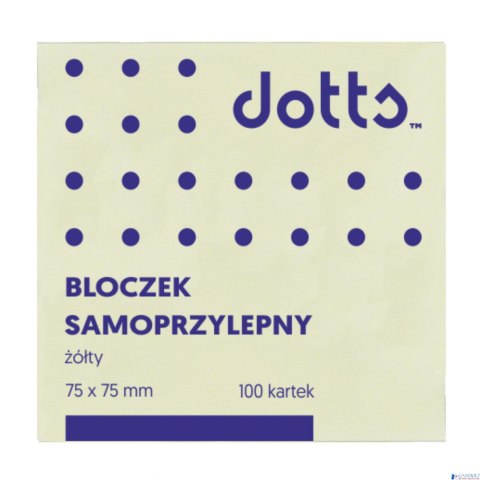 Bloczek samoprzylepny DOTTS 75x75 żółty 100 kartek (HNS75/75/D)