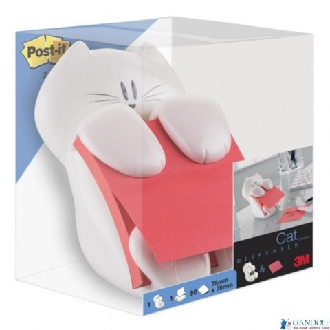 Podajnik do bloczków samoprzylepnych POST-IT Kotek (CAT-330), biały, w zestawie 1 bloczek Super Sticky Z-Notes Podajnik do bloczków samoprzylepnych POST-IT Kotek (CAT-330), biały, w zestawie 1 bloczek Super Sticky Z-Notes