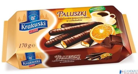 Ciastka BAHLSEN KRAKUSKI paluszki z galaretką pomarańcza w czekoladzie 144g Ciastka BAHLSEN KRAKUSKI paluszki z galaretką pomarańcza w czekoladzie 144g