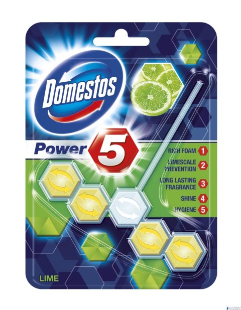 DOMESTOS Zawieszka do toalety KOSTKA POWER5 LIME 55g 05024 DOMESTOS Zawieszka do toalety KOSTKA POWER5 LIME 55g 05024