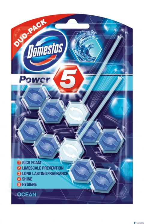 DOMESTOS Zawieszka do toalety POWER5 DUO OCEAN 5x2x55g 03211 DOMESTOS Zawieszka do toalety POWER5 DUO OCEAN 5x2x55g 03211