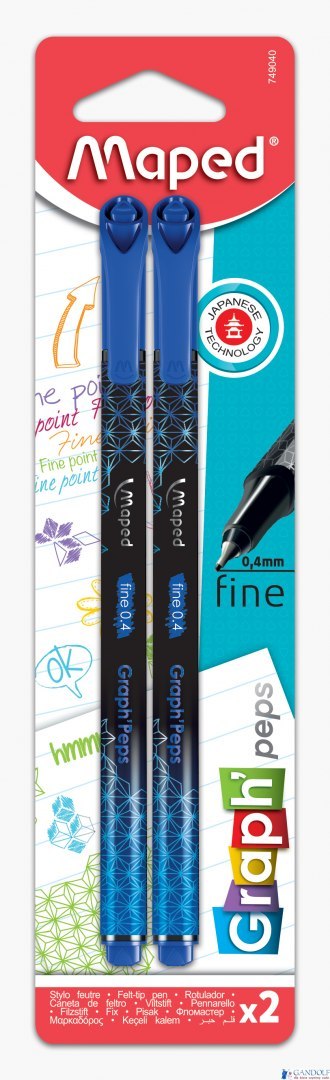 Cienkopis GRAPH PEPS DECO niebieski 2 szt blister Maped 749040 (X) Cienkopis GRAPH PEPS DECO niebieski 2 szt blister Maped 749040 (X)