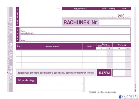234-5 Rachunek MICHALCZYK&PROKOP A6 80 kartek poziom(o+k) 234-5 Rachunek MICHALCZYK&PROKOP A6 80 kartek poziom(o+k)