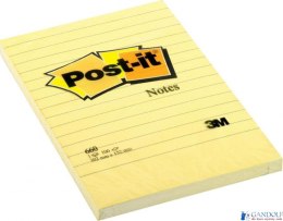 Bloczek samoprzylepny POST-IT w linię (660), 102x152mm, 1x100 kart., żółty