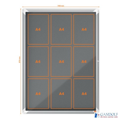 Gablota filcowa wewnętrzna Nobo Premium Plus 9xA4, szara 1915330