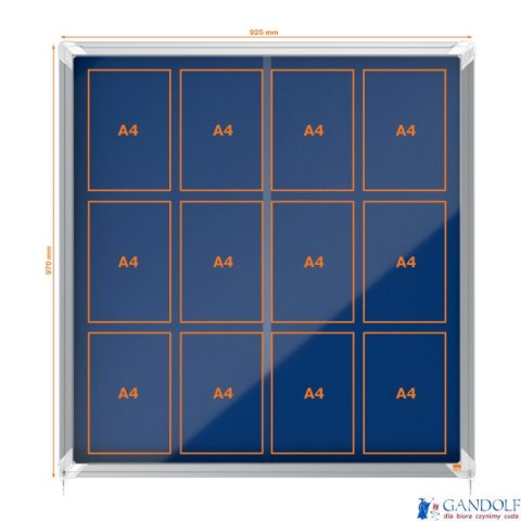 Gablota filcowa Nobo Premium Plus 12xA4, niebieska (drzwiczki przesówne) 1902566