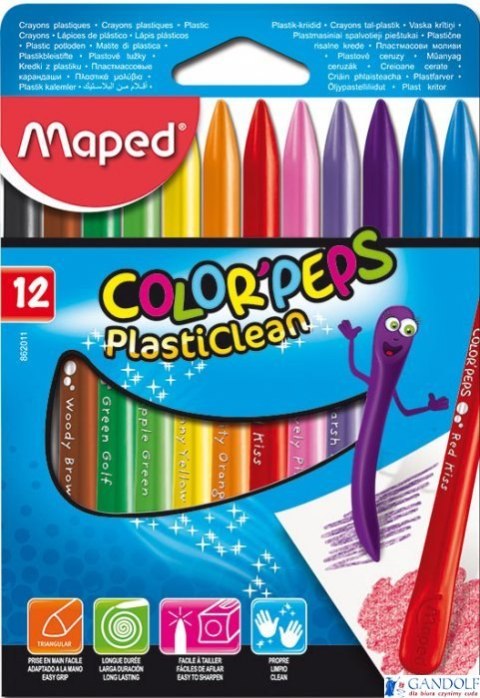 Kredki plastikowe Colorpeps 12 kolorów 862011 MAPED Kredki plastikowe Colorpeps 12 kolorów 862011 MAPED