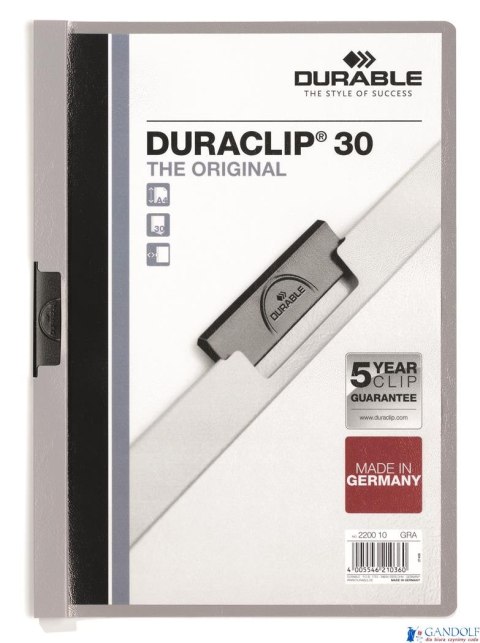Skoroszyt DURABLE DURACLIP Original 30 szary 2200-10 Skoroszyt DURABLE DURACLIP Original 30 szary 2200-10