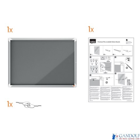 Gablota filcowa wewnętrzna Nobo Premium Plus 6xA4, szara 1915328
