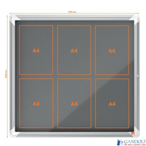Gablota filcowa wewnętrzna Nobo Premium Plus 6xA4, szara 1915328