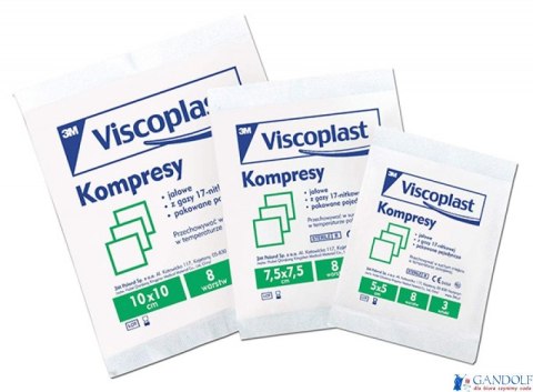 Jałowe kompresy gazowe VISCOPLAST, bawełniane, 17-nitkowe, 8 warstw 7,5x7,5cm, 3szt. Jałowe kompresy gazowe VISCOPLAST, bawełniane, 17-nitkowe, 8 warstw 7,5x7,5cm, 3szt.