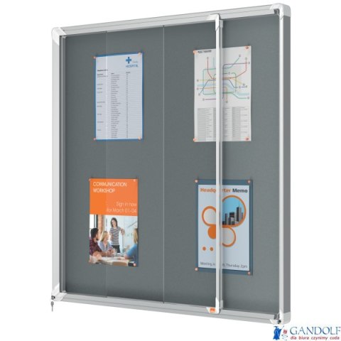 Gablota filcowa Nobo Premium Plus 12xA4, szara (drzwiczki przesówne) 1915337