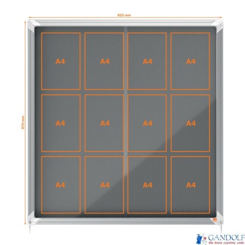 Gablota filcowa Nobo Premium Plus 12xA4, szara (drzwiczki przesówne) 1915337