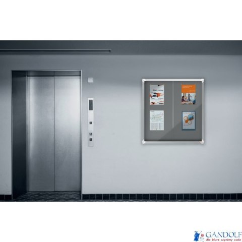 Gablota filcowa Nobo Premium Plus 12xA4, szara (drzwiczki przesówne) 1915337