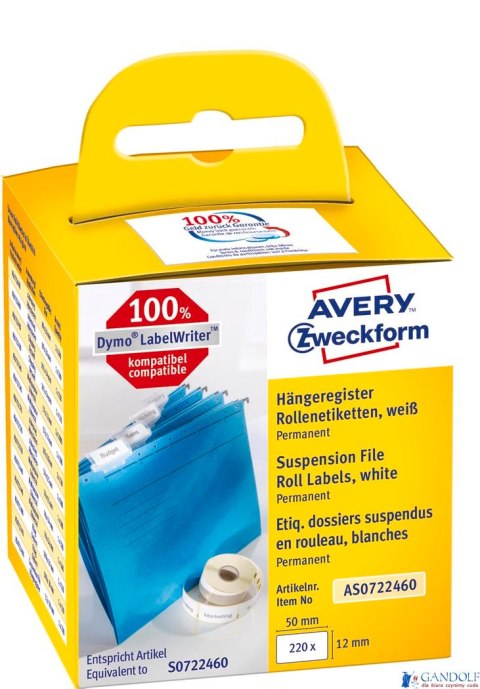 Minietykiety AS0722460 12x50 220 et. w rolce do termodruku, białe, Avery Zweckform