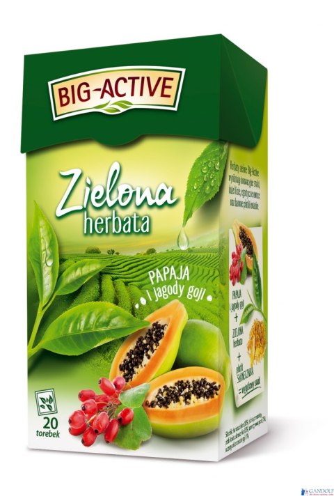 Herbata BIG-ACTIVE PAPAJA JAGODA GOJI zielona 20 kopert/34g Herbata BIG-ACTIVE PAPAJA JAGODA GOJI zielona 20 kopert/34g