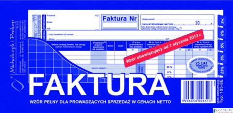 105-8N/E Faktura pełna dla prowadzących sprzedaż w cenach netto 1/3A4 105-8N/E Faktura pełna dla prowadzących sprzedaż w cenach netto 1/3A4