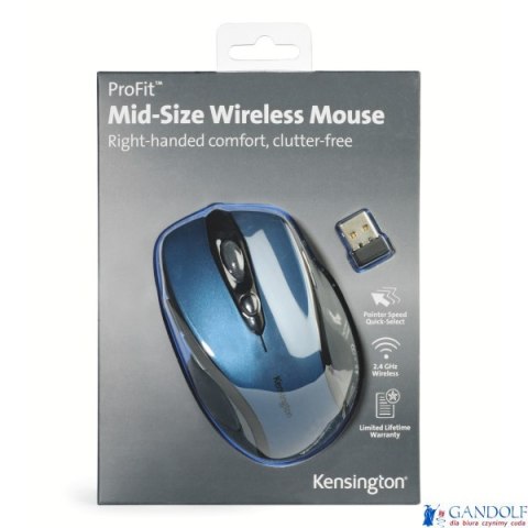 Bezprzewodowa mysz Kensington Pro Fit, niebieska K72421WW
