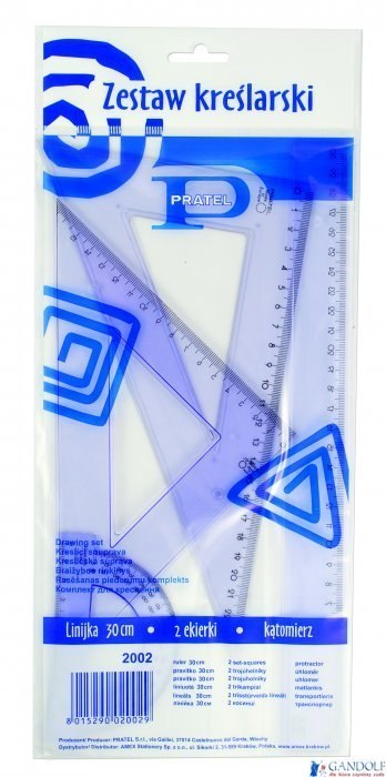 Komplet geometryczny duży z linijką 30cm 2002PR PRATEL Komplet geometryczny duży z linijką 30cm 2002PR PRATEL