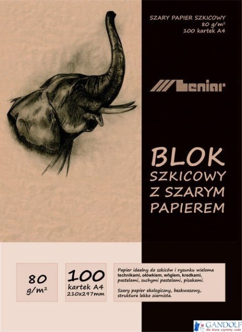 Blok szkicownik A4 100ark. 80g. papier szary 90853 LENIAR Blok szkicownik A4 100ark. 80g. papier szary 90853 LENIAR