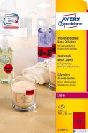 Etykiety czerwone neonowe usuwalne 99,1x38,1 mm (25 ark.), Avery Zweckform L7263R-25
