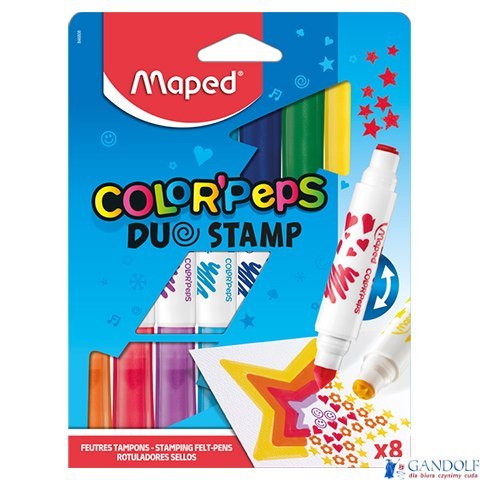 Flamastry dwustronne z pieczątkami 8 szt. pud. z zaw. 846808 MAPED