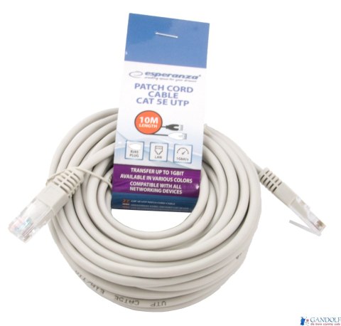 Kabel UTP CAT 5E PATCHCORD 10m szary EB277E ESPERANZA Kabel UTP CAT 5E PATCHCORD 10m szary EB277E ESPERANZA