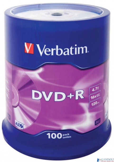 Płyta DVD+R VERBATIM CAKE (100) Matt Silver 4.7GB x16 AZO 43551 Płyta DVD+R VERBATIM CAKE (100) Matt Silver 4.7GB x16 AZO 43551