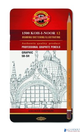 Ołówek Grafitowy 1502/III GRAPHIC 5B-5H komplet 12 szt. KOH I NOOR