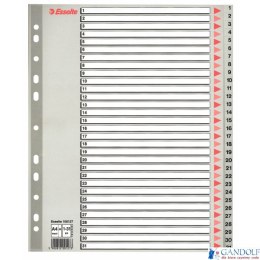 Przekładki plastikowe szare PP alfabetyczne A4 Esselte, 1-31 maxi, , 100127