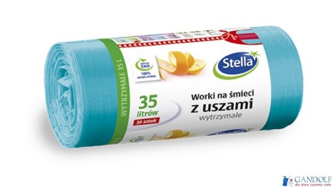 Worki na śmieci z uszami wytrzymałe 35L 30szt. niebieskiE (HD-LD) STELLA Worki na śmieci z uszami wytrzymałe 35L 30szt. niebieskiE (HD-LD) STELLA