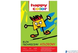 Blok techniczny kolorowy A4, 170g, 10 ark, Happy Color HA 3550 2030-09