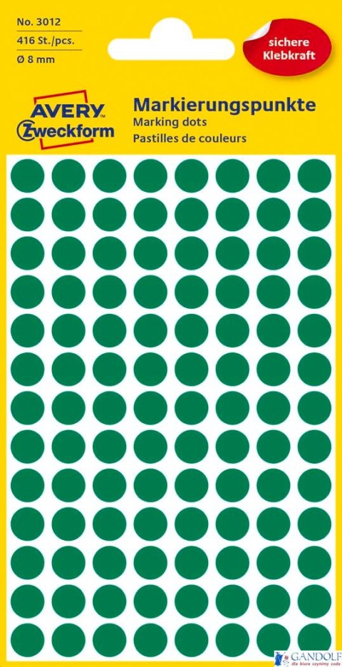 Kółka do zaznaczania zielone 3012 Q8 4ark. trwałe, Avery Zweckform Kółka do zaznaczania zielone 3012 Q8 4ark. trwałe, Avery Zweckform