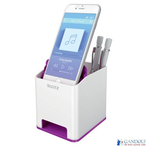 Kubek na długopisy Leitz WOW ze wzmacniaczem dźwięku, fioletowy 53631062