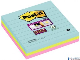 Bloczek samoprzylepny POST-IT_ Super Sticky w linie, (675-SS3-MIA), 101x101mm, 3x70 kart., paleta Miami