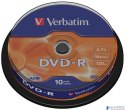 Płyta DVD-R VERBATIM CAKE(10) 4.7GB x16 Matt Silver 43523