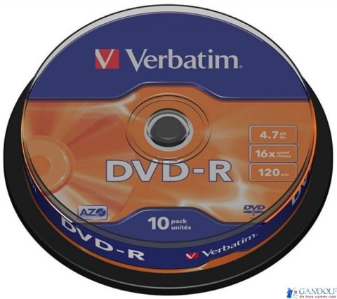 Płyta DVD-R VERBATIM CAKE(10) 4.7GB x16 Matt Silver 43523 Płyta DVD-R VERBATIM CAKE(10) 4.7GB x16 Matt Silver 43523
