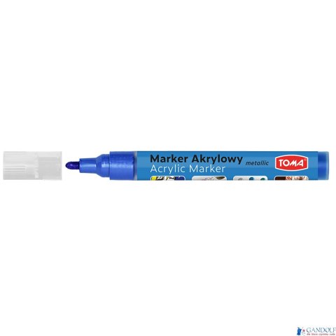 Marker akrylowy, fibrowa końcówka okrągła 2-5mm, niebieski metalic TO-402 Toma