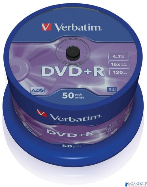 Płyta DVD+R VERBATIM CAKE (50) Matt Silver 4.7GB x16 43550 Płyta DVD+R VERBATIM CAKE (50) Matt Silver 4.7GB x16 43550